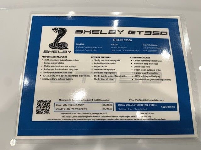 New 2025 Oxford White Ford Shelby GT 350 image 48