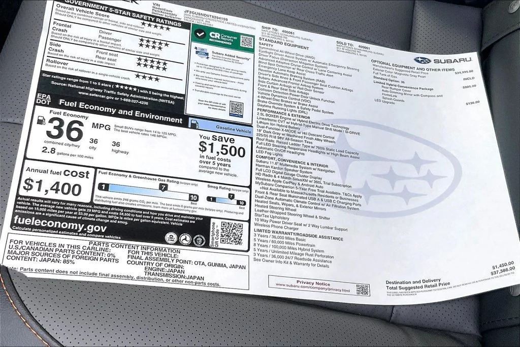 New 2026 MAGNETITE GRAY PEARL Subaru Limited Hybrid image 17