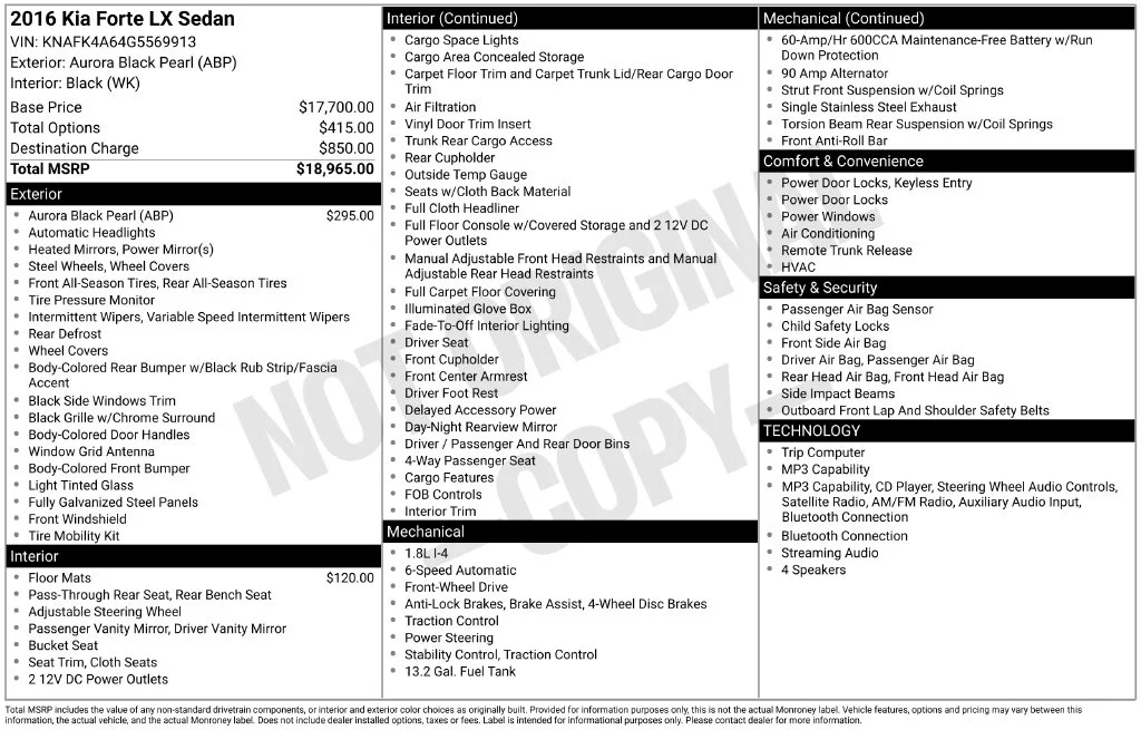 Used 2016 Black Kia LX image 6