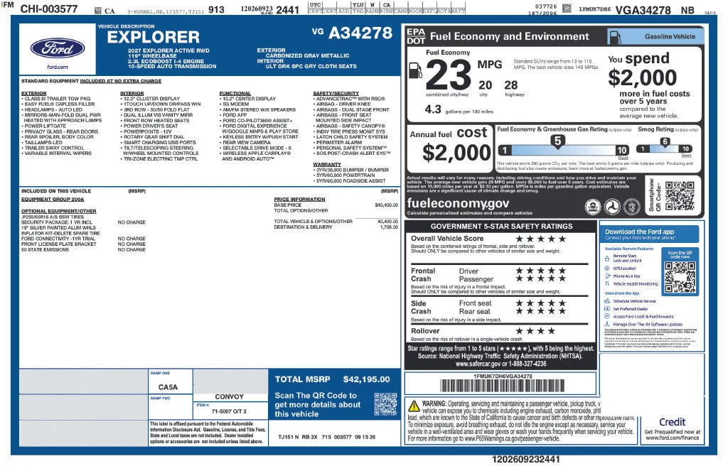 New 2027 Carbonized Gray Metallic Ford Active image 2