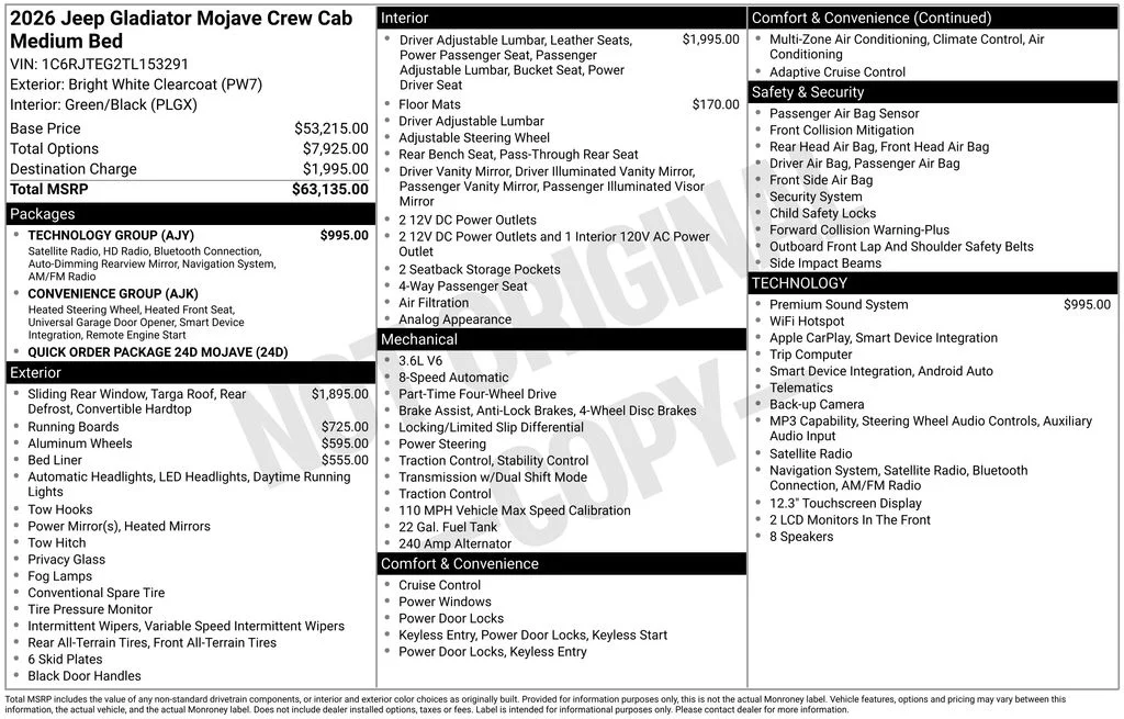 New 2026 Bright White Clear-Coat Exterior Paint Jeep Mojave image 4