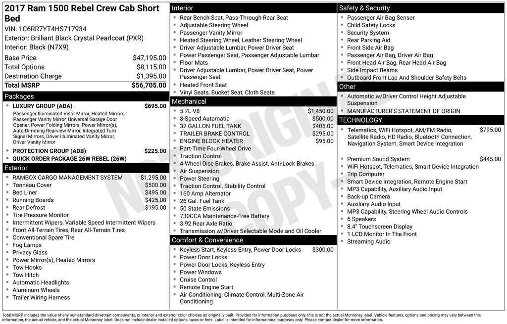 Used 2017 RAM Ram 1500 Pickup Rebel with VIN 1C6RR7YT4HS717934 for sale in Elk River, Minnesota