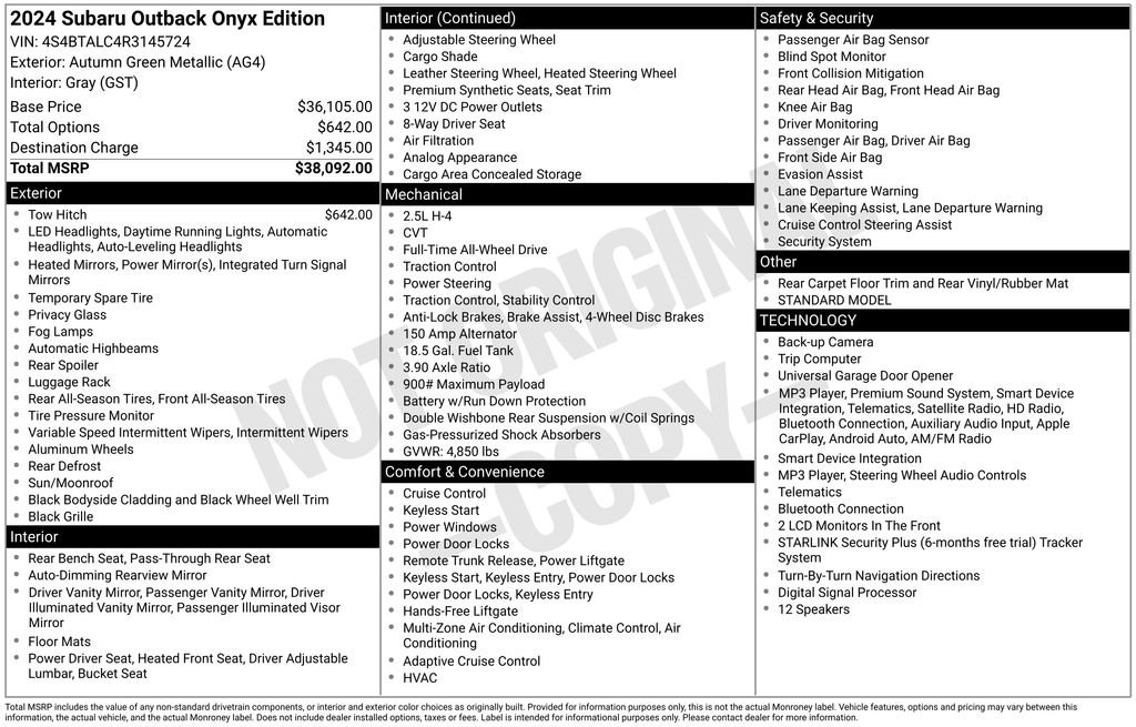 Certified Used 2024 Brown Subaru Onyx Edition image 10