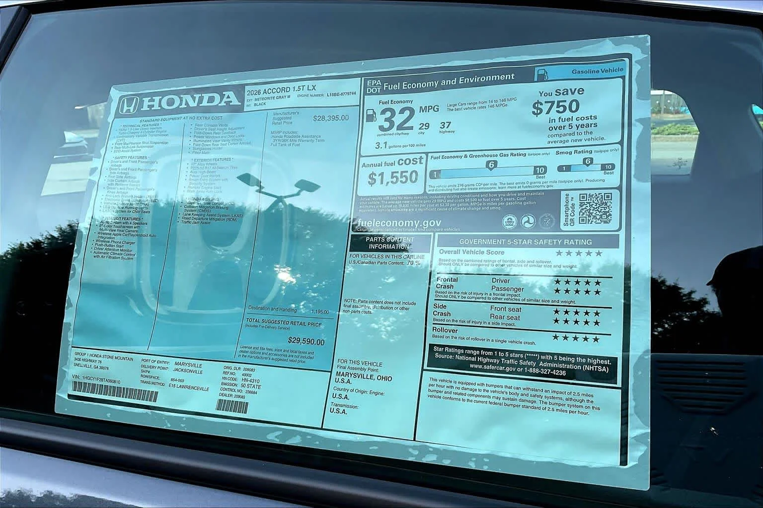 New 2026 Meteorite Gray Metallic Honda LX image 20