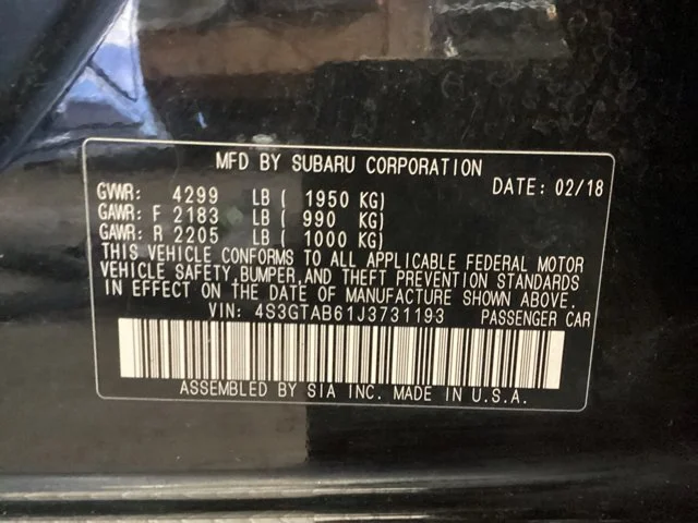 Used 2018 Crystal Black Silica Subaru Premium image 16
