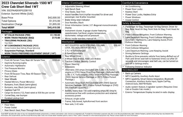 Used 2023 White Chevrolet WT image 4