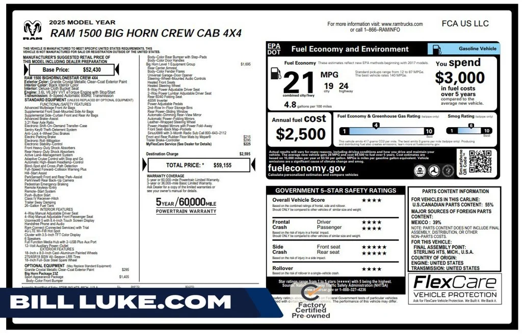 Certified Used 2025 Gray Ram Big Horn/Lone Star image 1