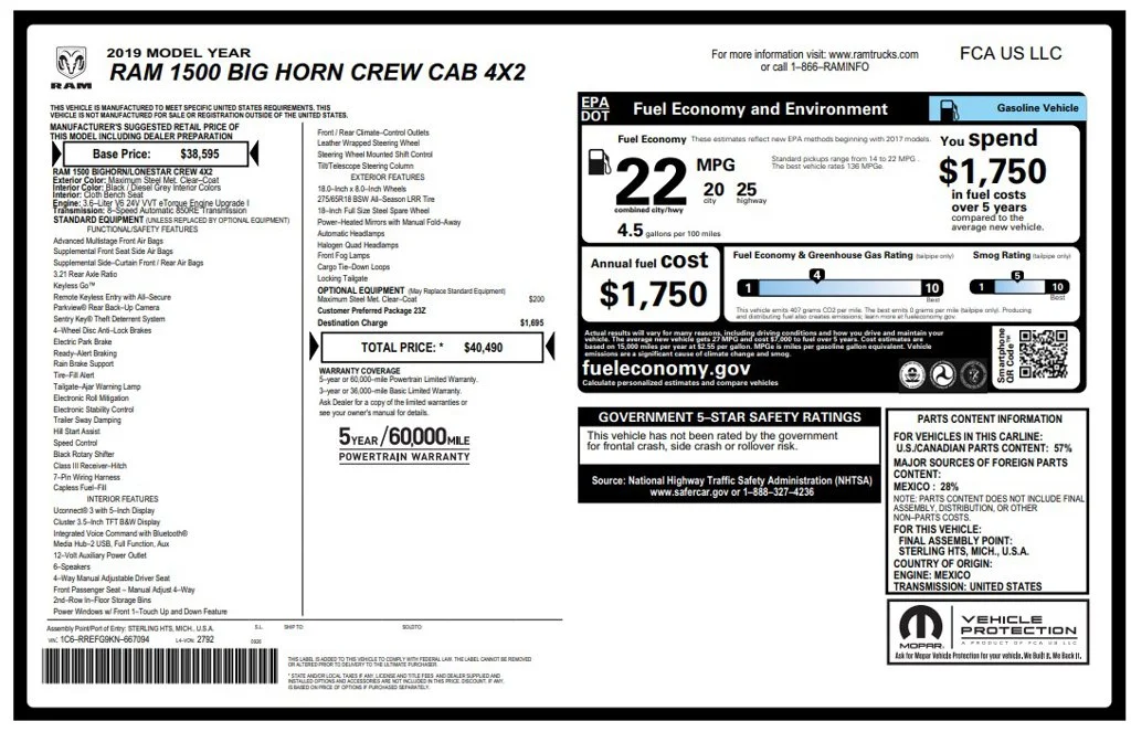 Used 2019 Gray Ram Big Horn/Lone Star image 3