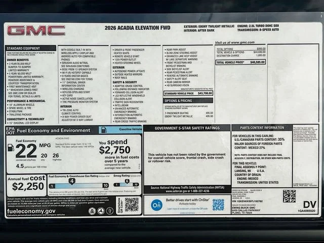 New 2026 Ebony Twilight Metallic GMC Elevation image 21