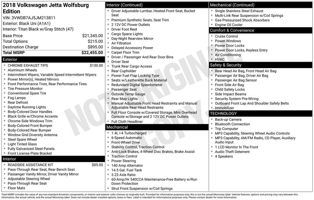 Used 2018 Black Volkswagen Wolfsburg image 2