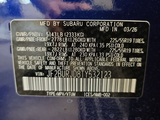 New 2026 SAPPHIRE BLUE PEARL Subaru Touring XT image 36