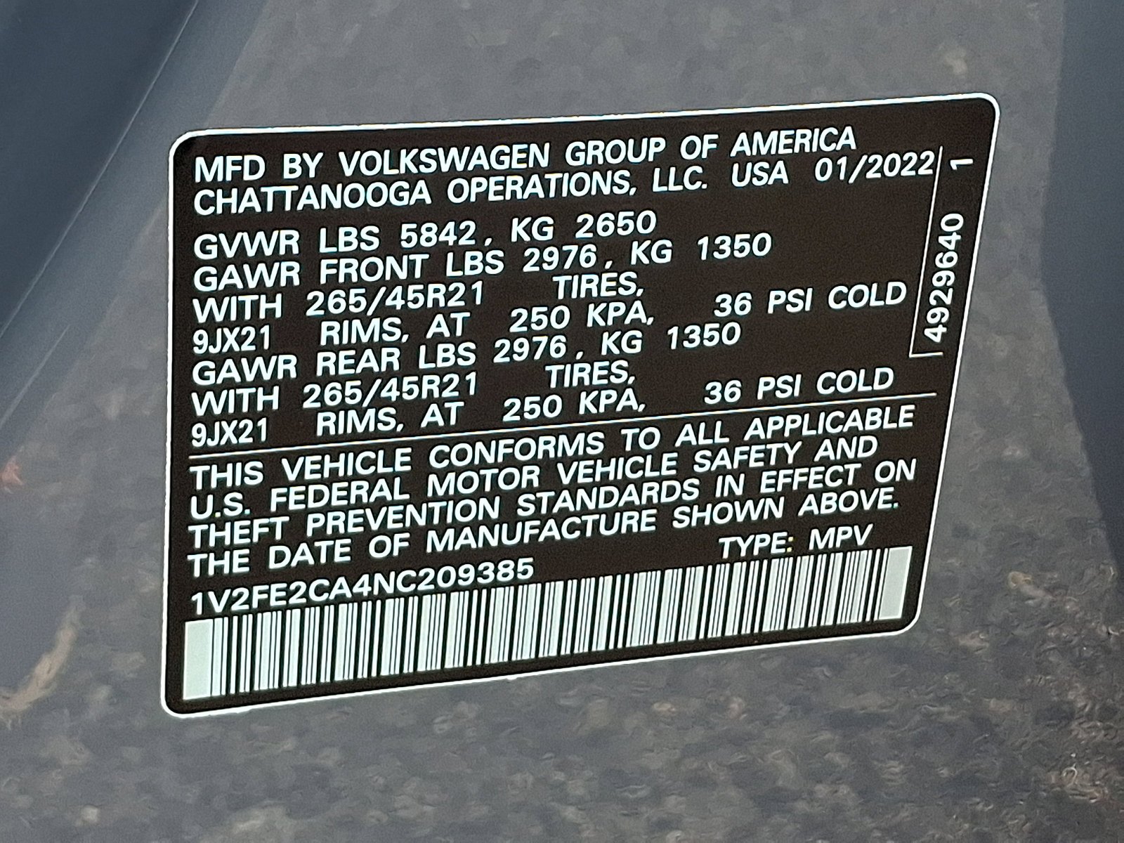 Used 2022 Pure Gray Volkswagen 3.6L V6 SEL Premium R-Line image 29