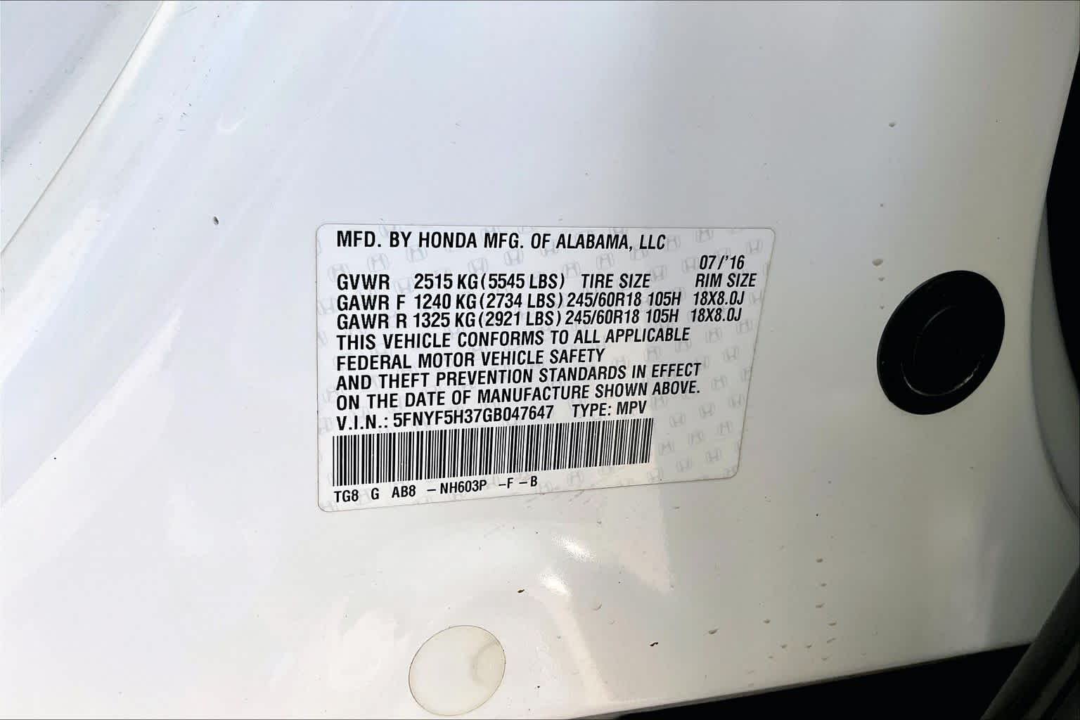 Certified Used 2016 White Diamond Pearl Honda EX image 35