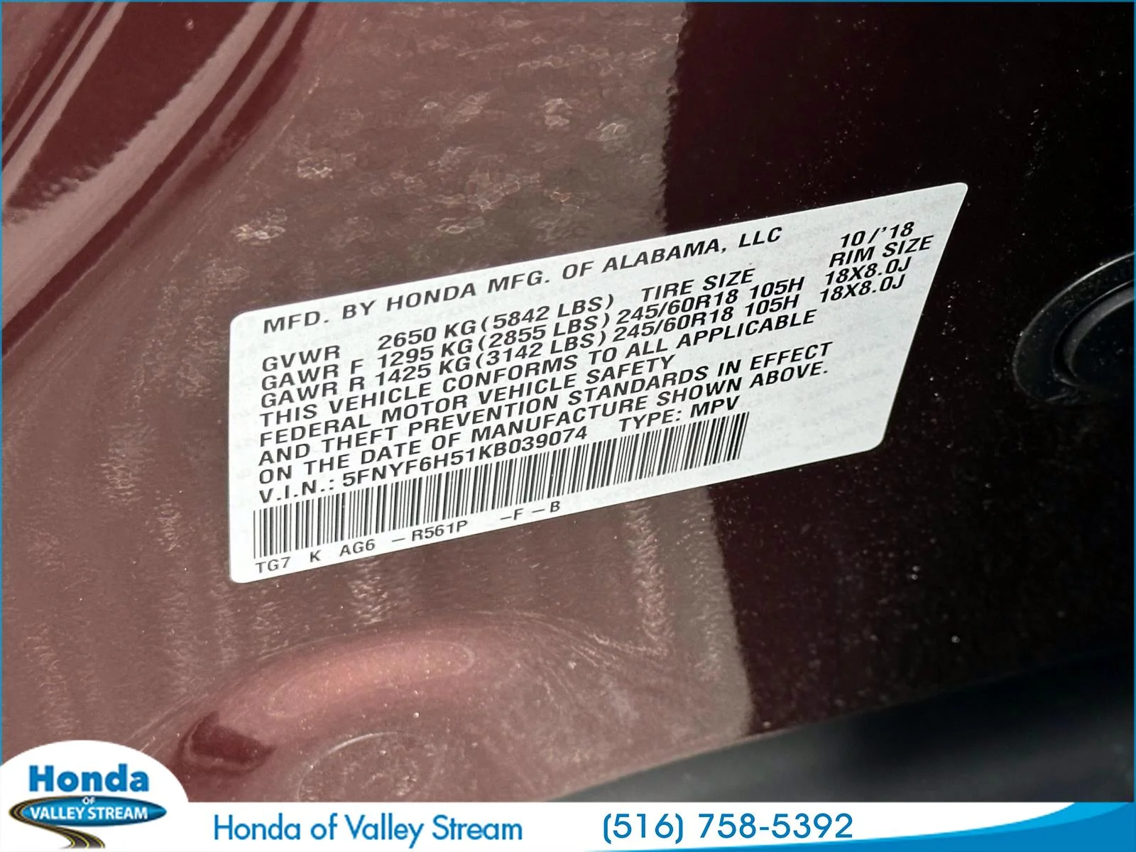 Certified Used 2019 Red Honda EX-L image 17