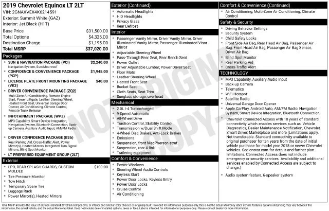 Used 2019 SUMMIT WHITE Chevrolet LT image 5