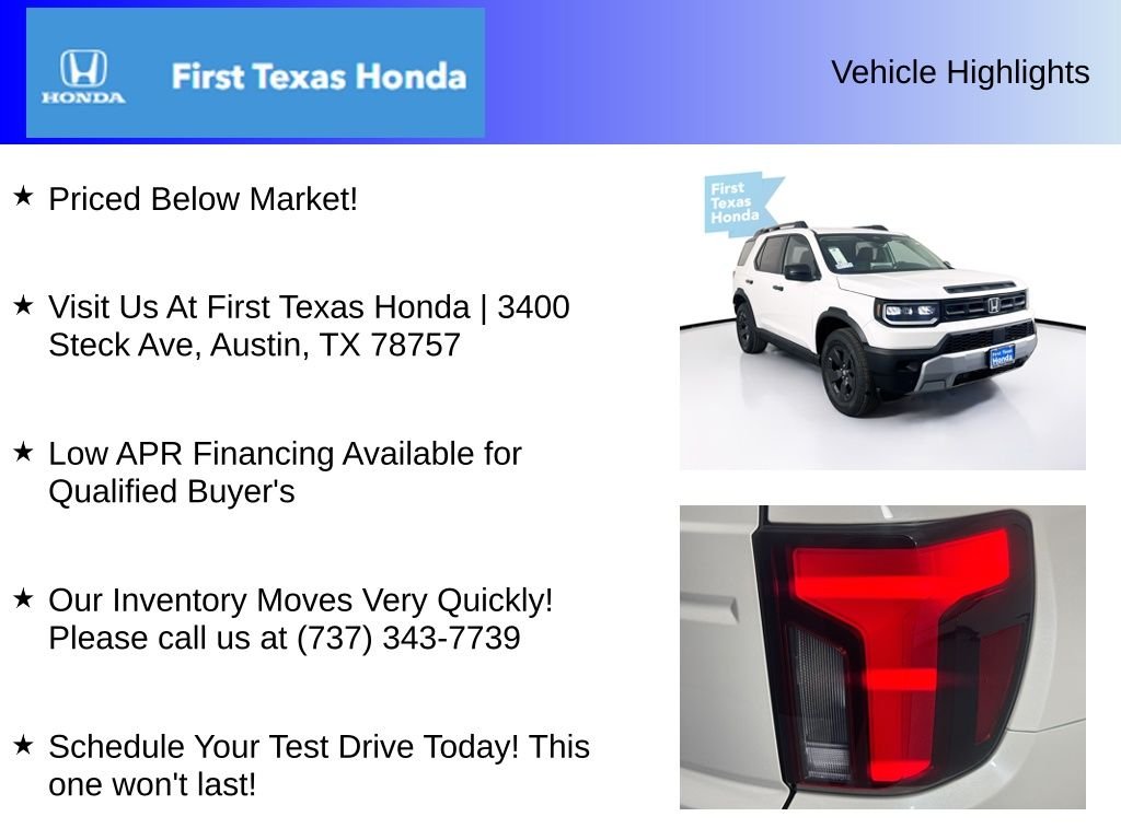 New 2026 Platinum White Pearl Honda RTL image 5
