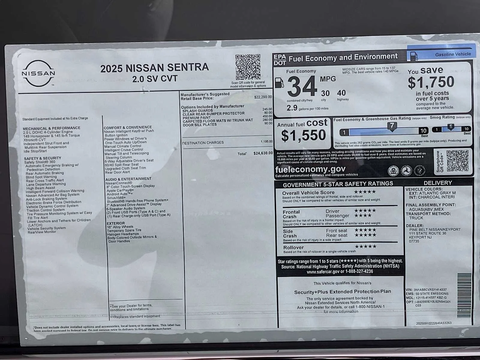 Used 2025 Atlantic Gray Metallic Nissan SV image 6