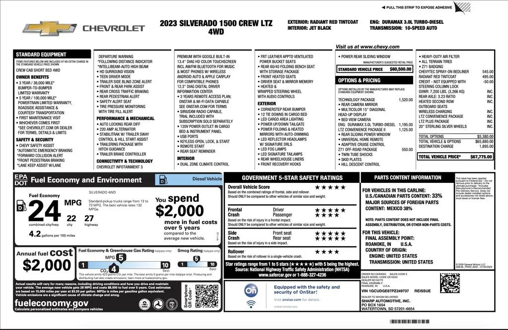 Used 2023 Radiant Red Tintcoat Chevrolet LTZ image 2