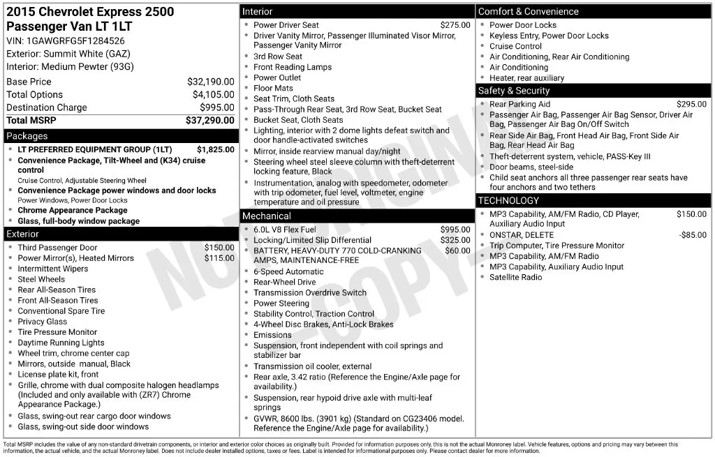 Used 2015 Chevrolet Express Passenger LS with VIN 1GAWGRFG5F1284526 for sale in Shelton, WA