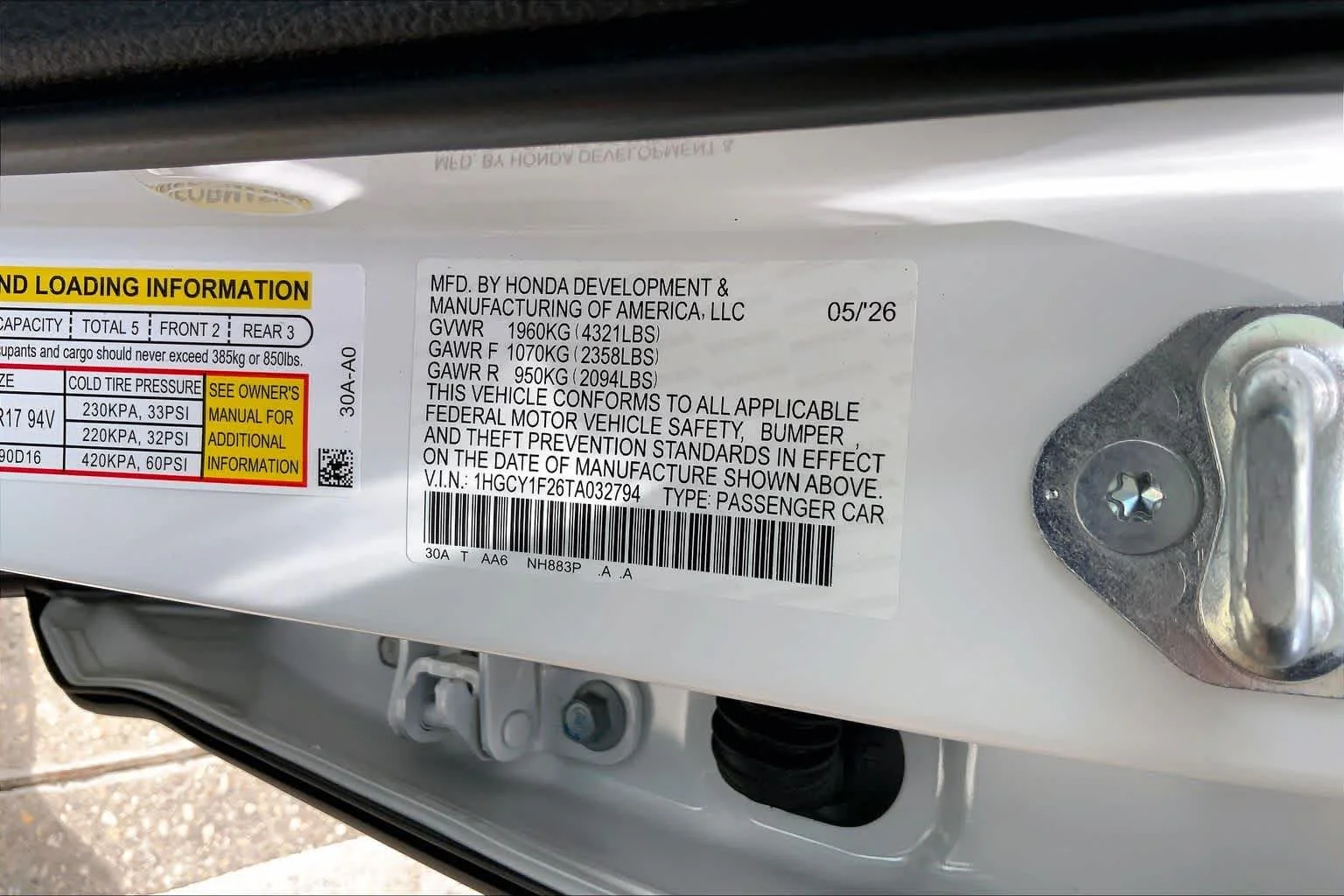 New 2026 Platinum White Pearl Honda LX image 21