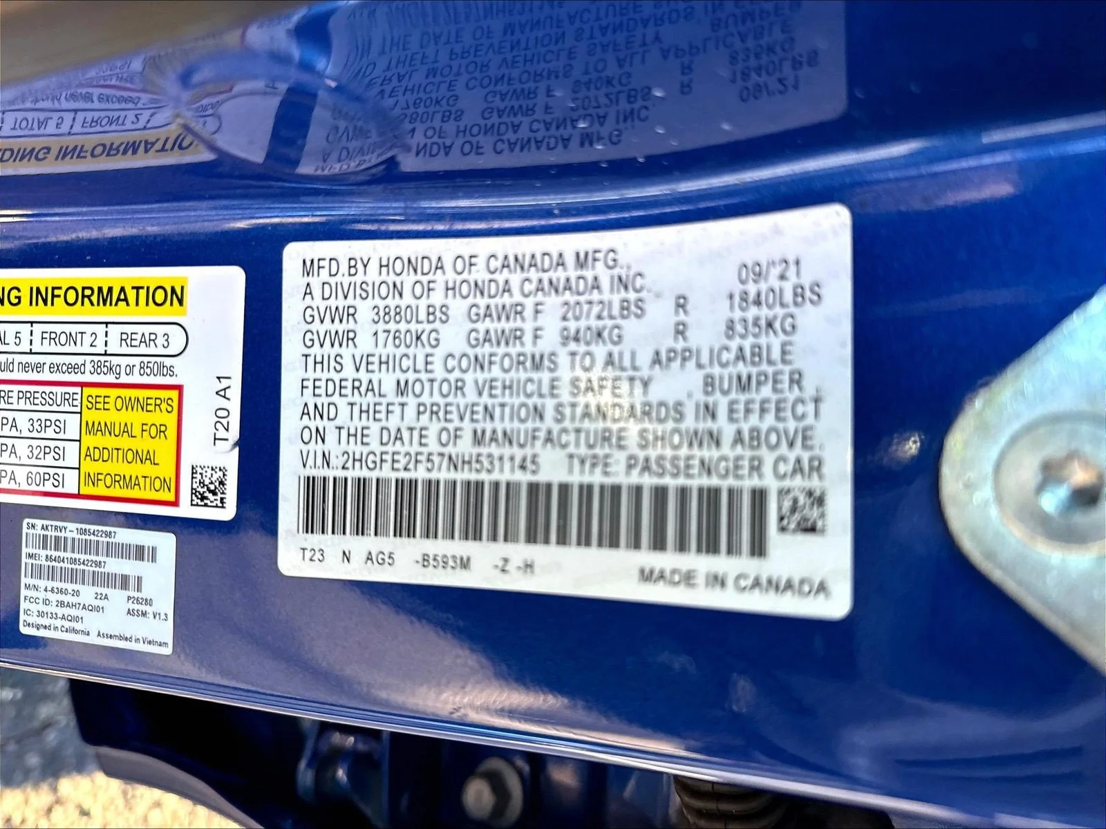Used 2022 Aegean Blue Metallic Honda Sport image 22