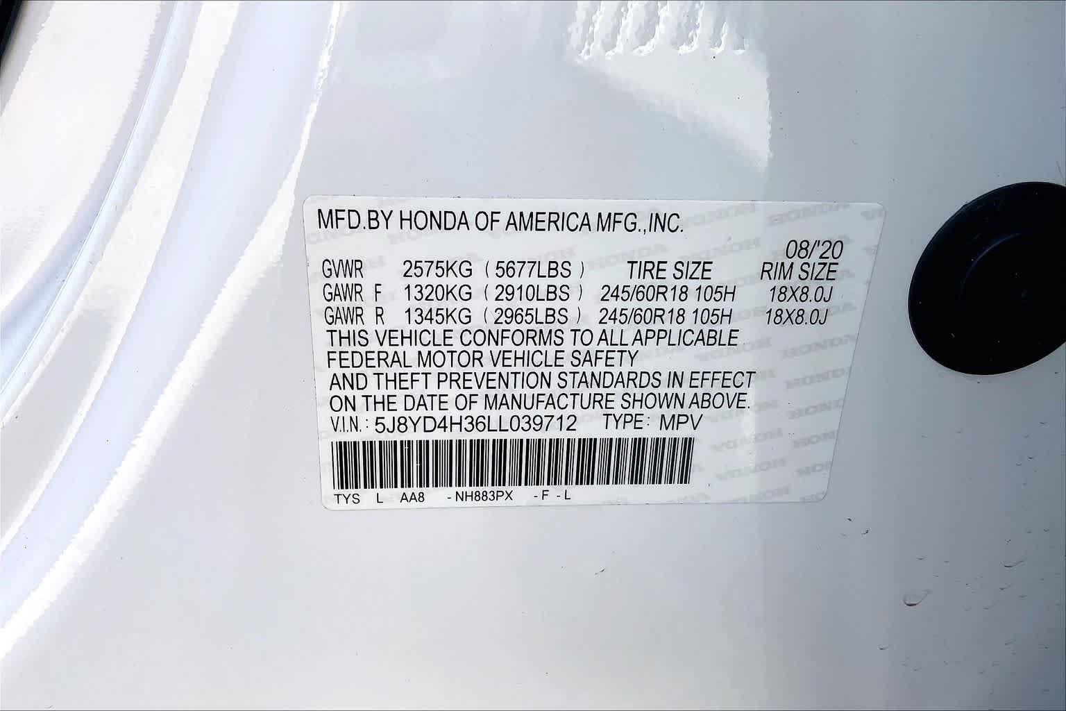 Used 2020 Platinum White Pearl Acura  image 33