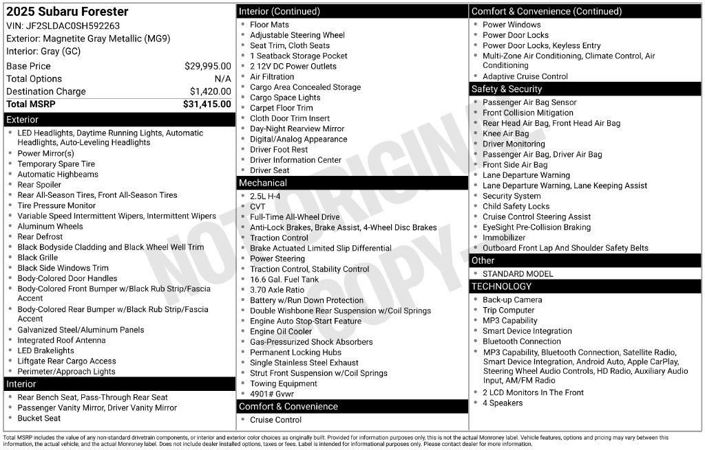 Used 2025 Gray Subaru Base image 31
