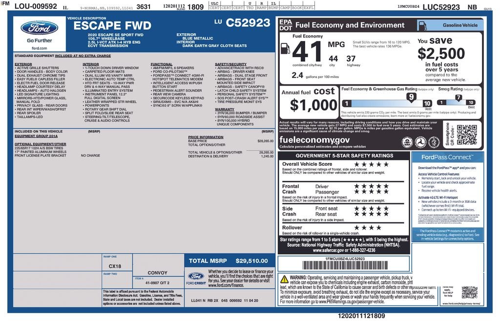 Used 2020 Blue Ford SE Sport image 9