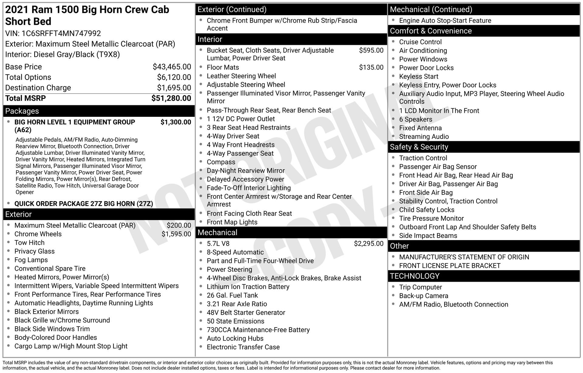 2021 RAM Ram 1500 Pickup Big Horn/Lone Star
