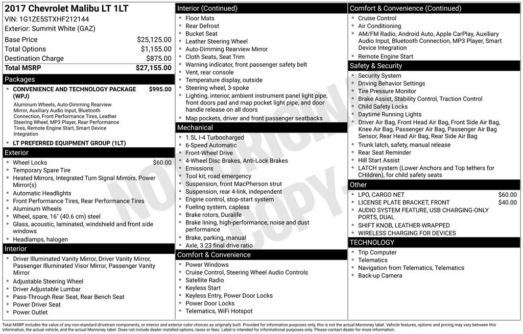 2017 Chevrolet Malibu 1LT