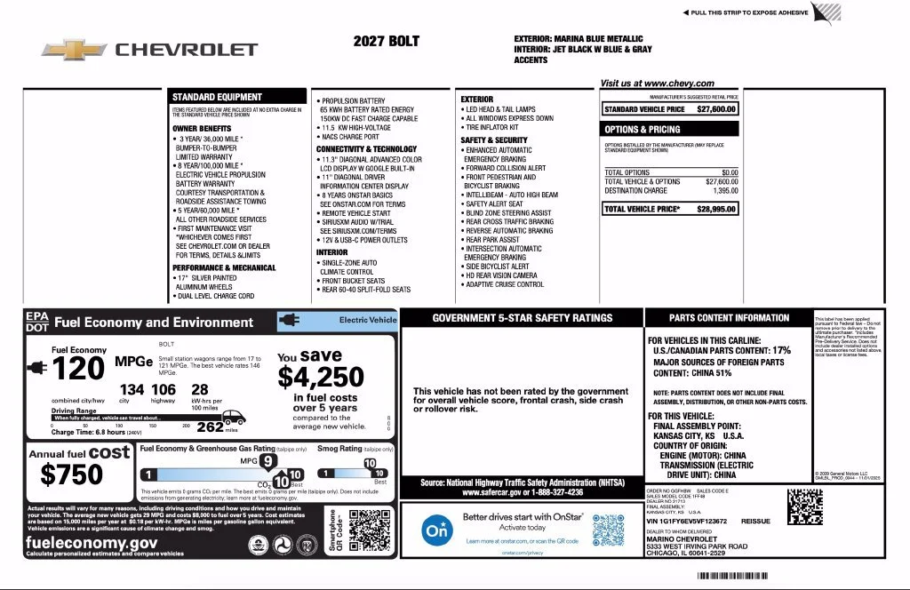 New 2027 Marina Blue Metallic Chevrolet LT image 2