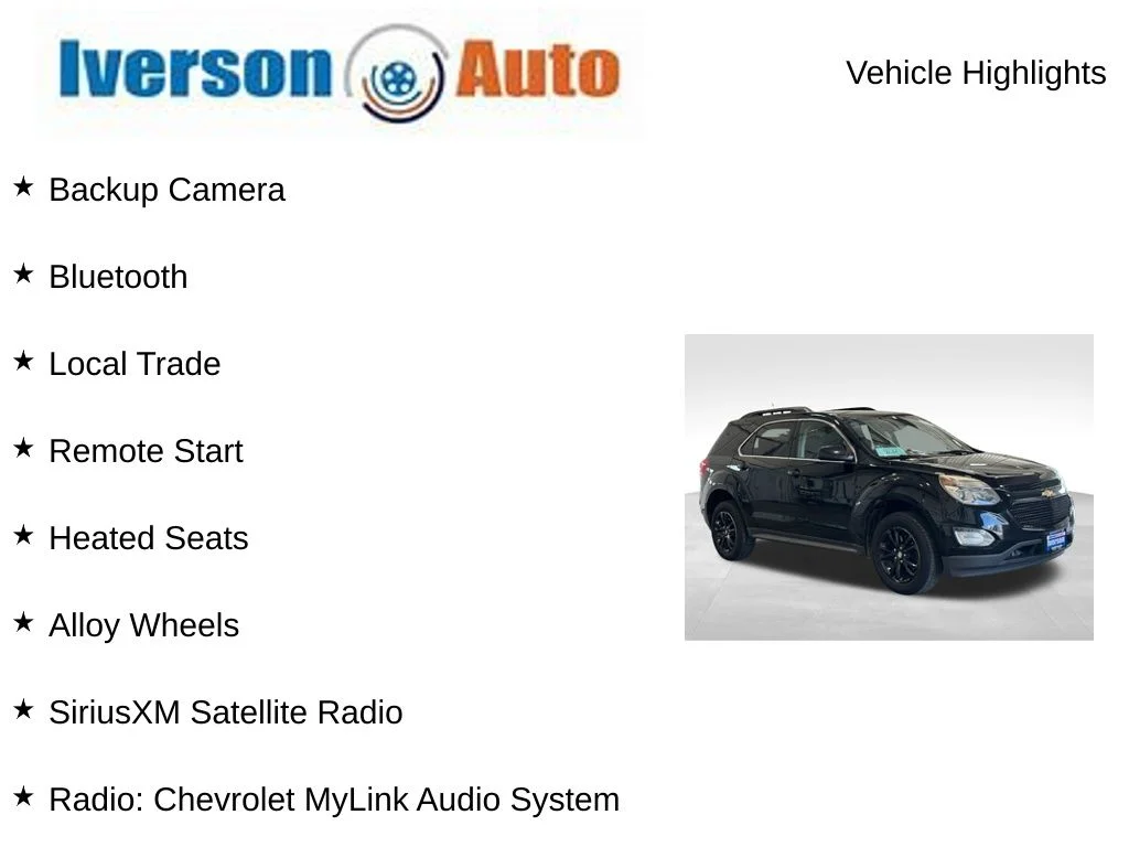 Used 2017 Chevrolet Equinox LT with VIN 2GNFLFEK2H6290802 for sale in Huron, SD