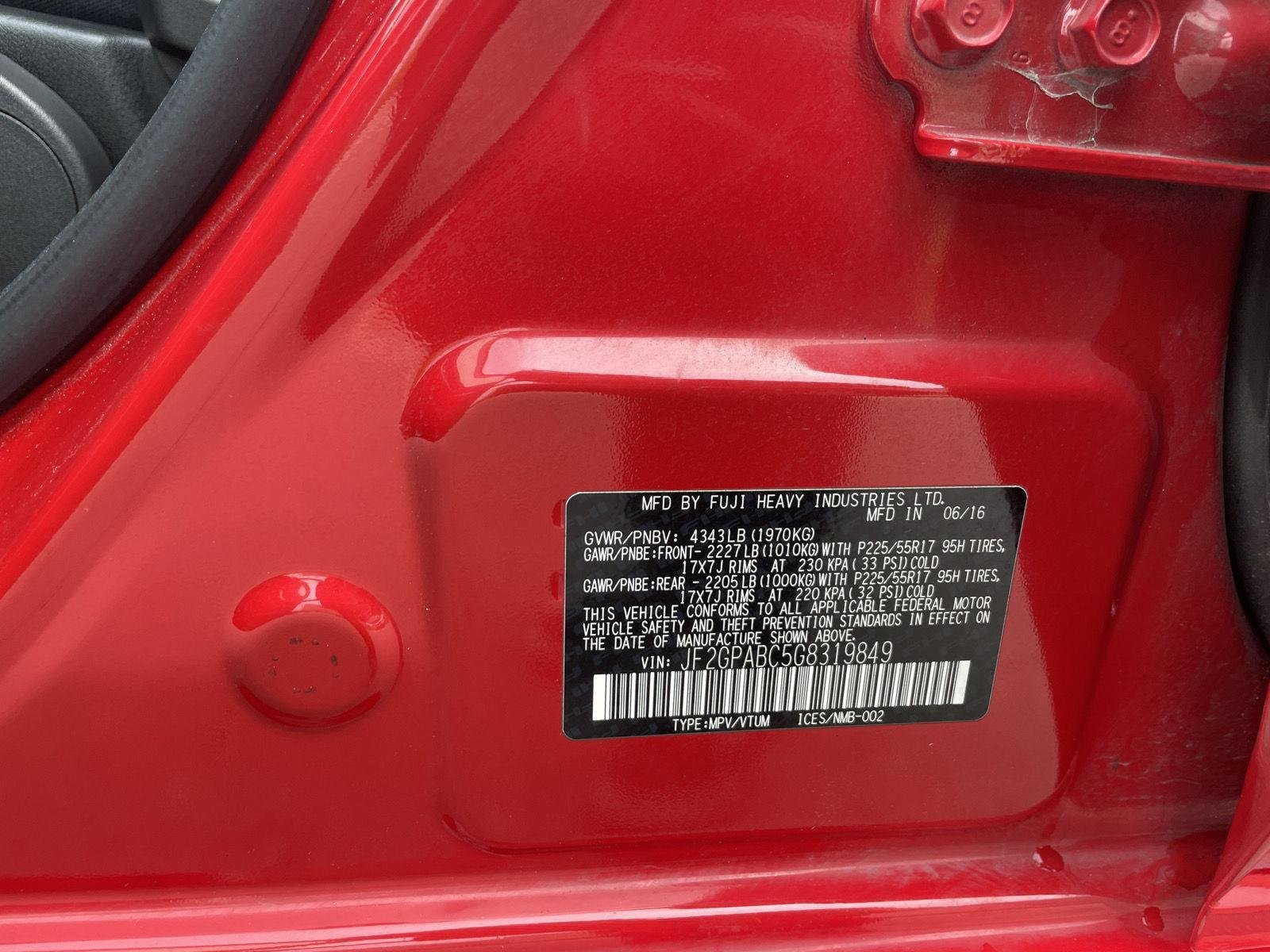 Used 2016 Pure Red Subaru Premium image 29