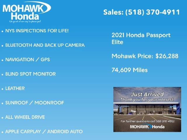 Certified Used 2021 Obsidian Blue Pearl Honda Elite image 2