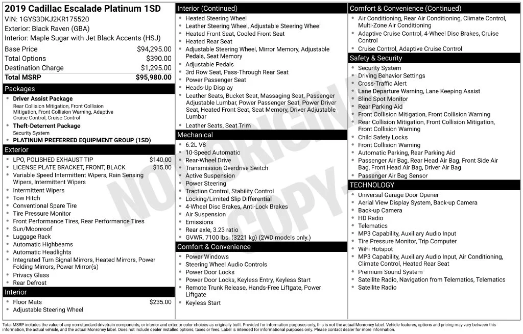 Used 2019 Black Cadillac Platinum Edition image 11