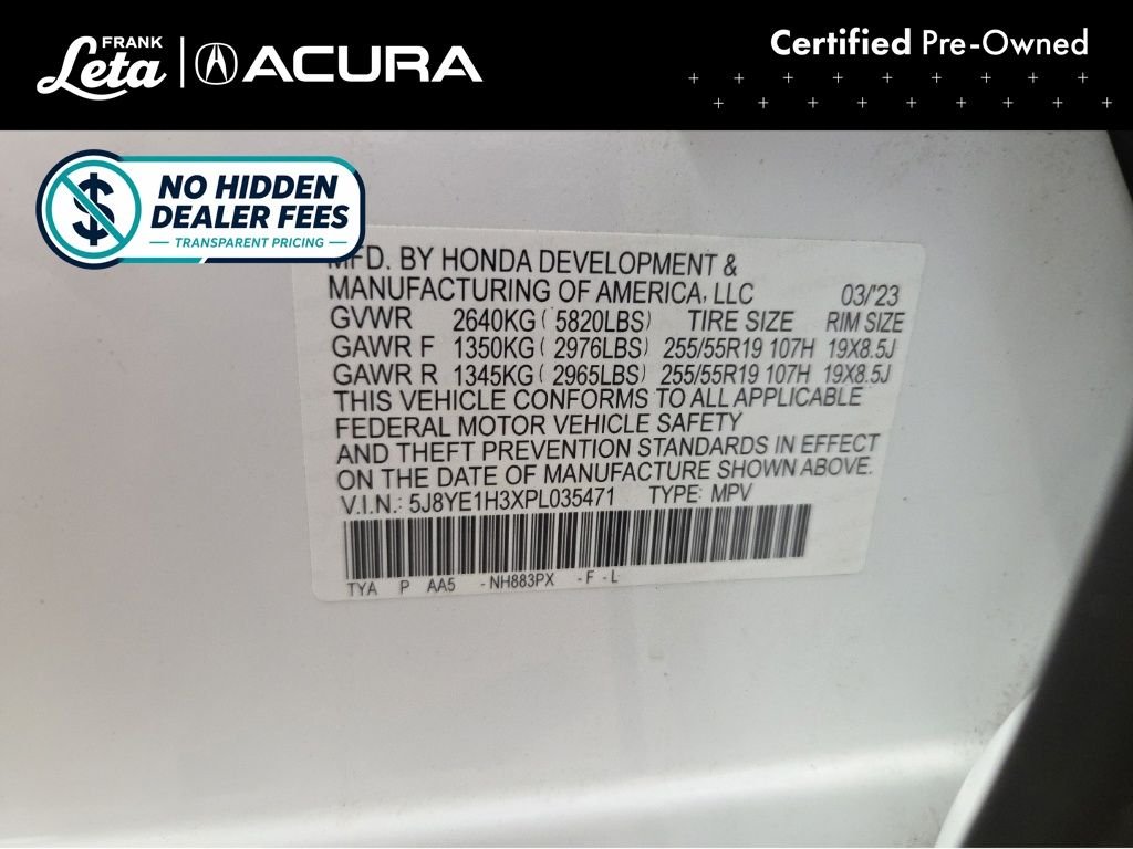 Certified Used 2023 Platinum White Pearl Acura  image 27