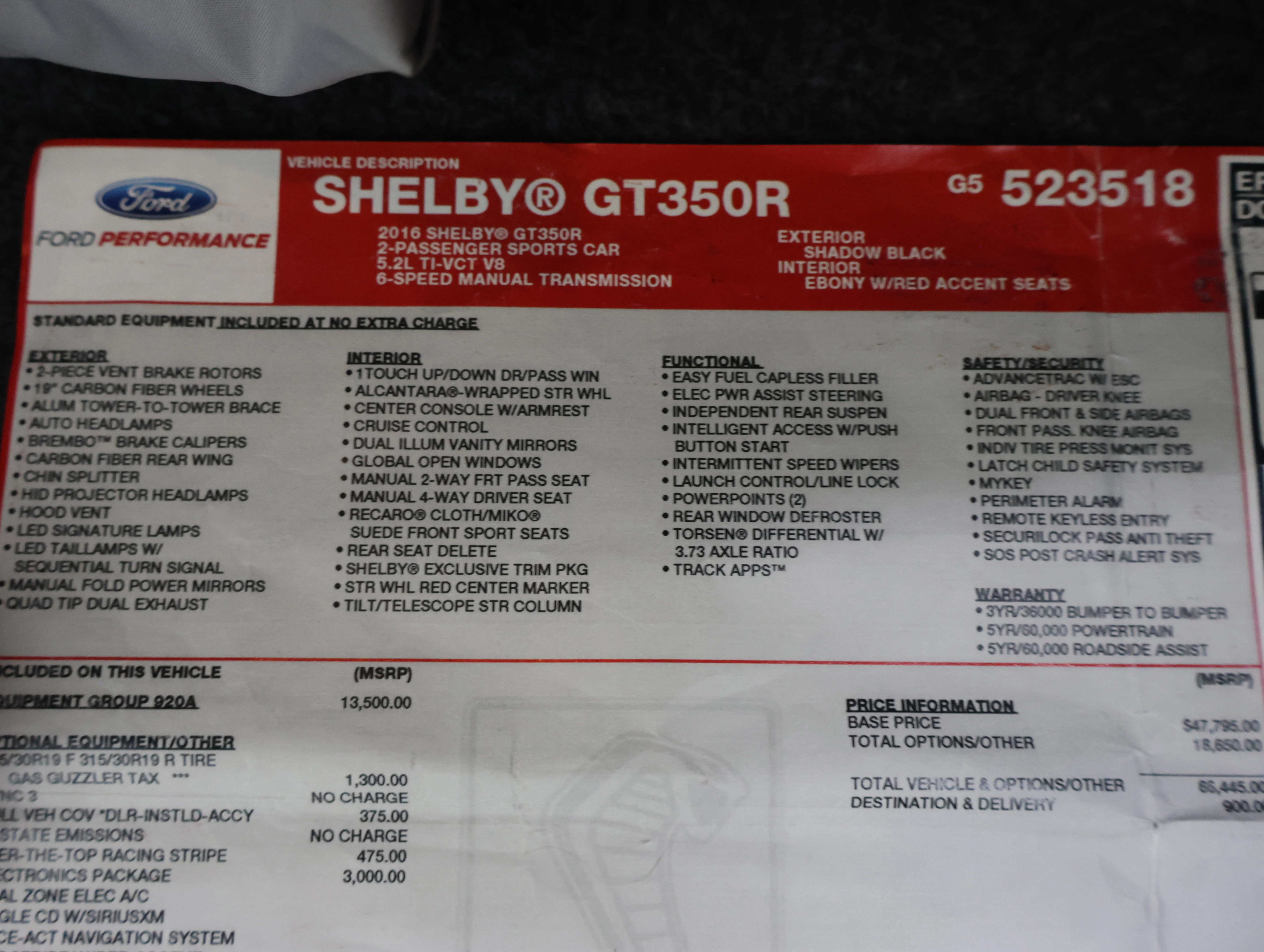 Used 2016 Shadow Black Ford Shelby GT350 image 28