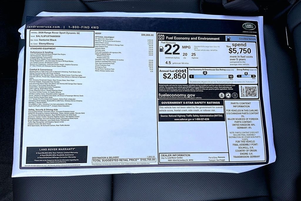 New 2026 SANTORINI BLACK Land Rover Dynamic SE image 14
