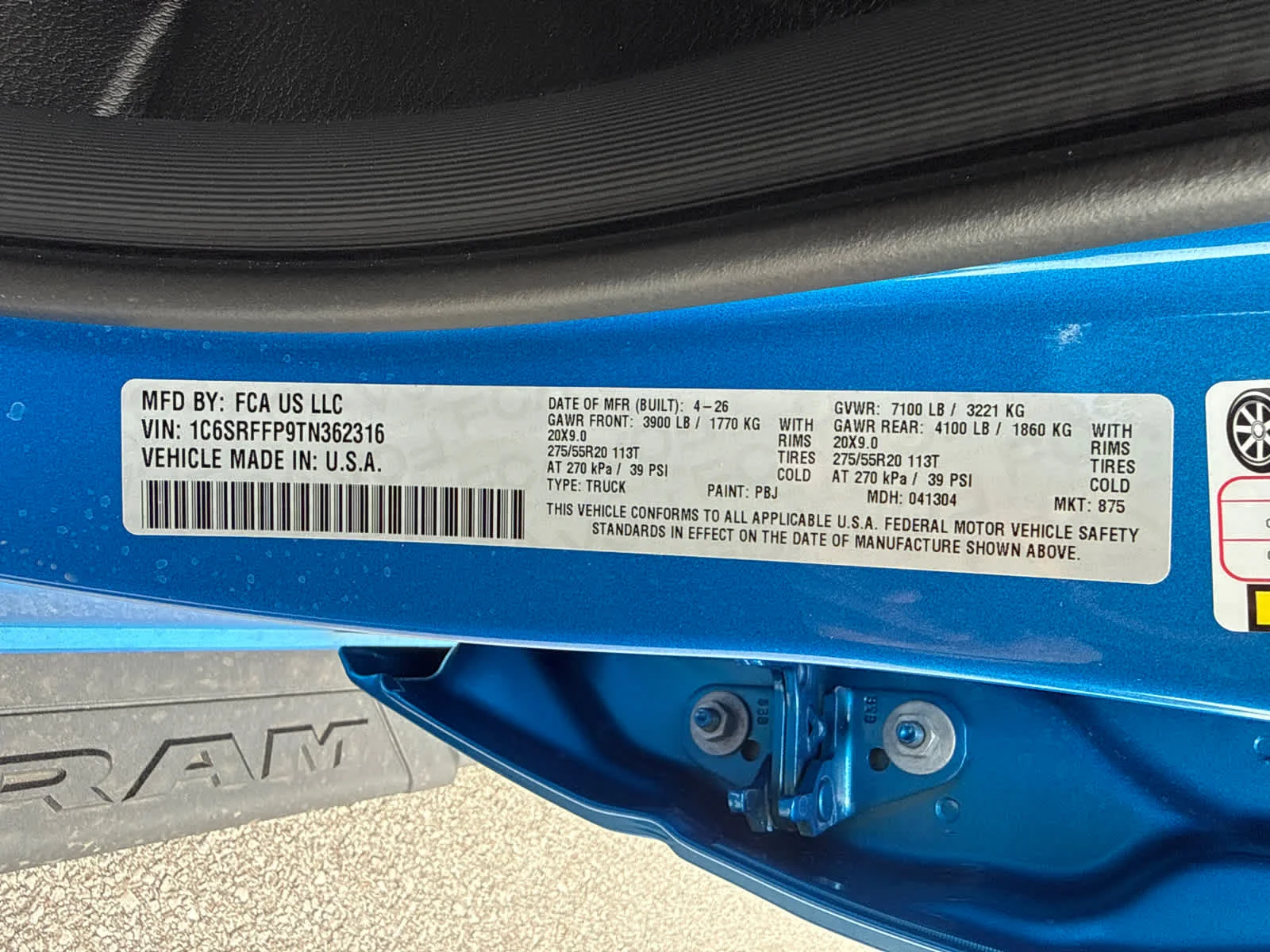 New 2026 Hydro Blue Pearl-Coat Exterior Paint RAM Big Horn image 30