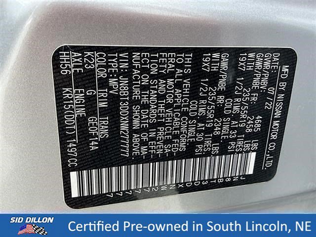 Used 2022 Brilliant Silver Metallic Nissan Platinum image 14