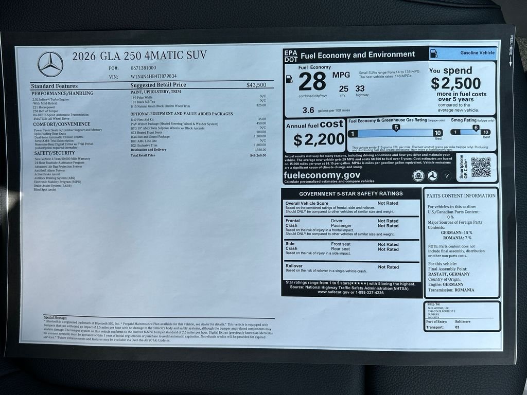 New 2026 Polar White Mercedes-Benz GLA250 image 37