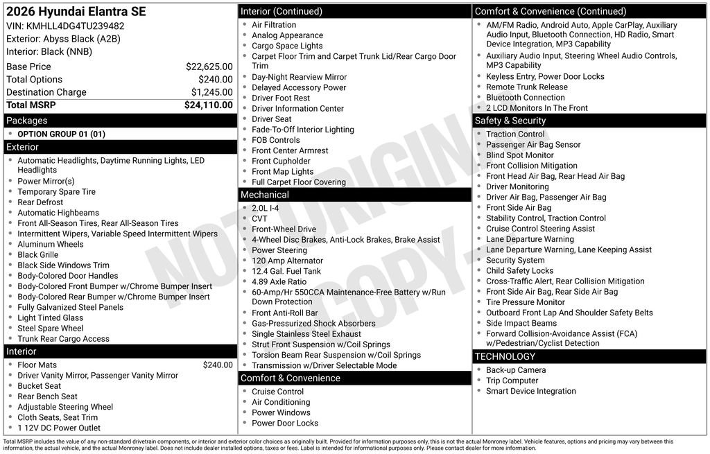 New 2026 Black Hyundai SE image 6