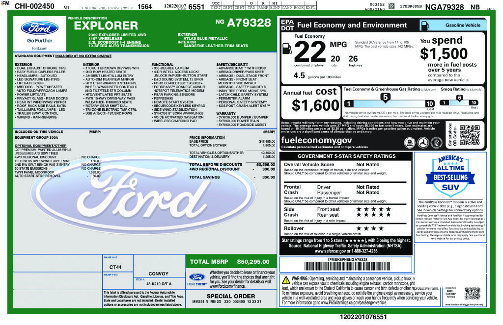 Used 2022 Blue Ford Limited image 2