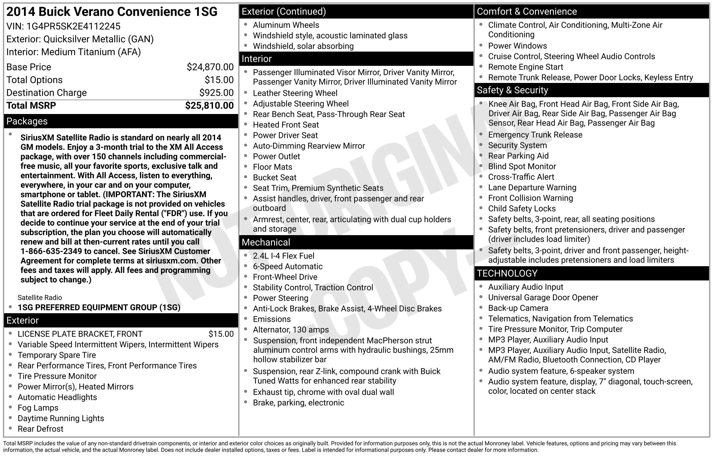 Used 2014 QUICKSILVER METALLIC Buick Convenience Group image 16