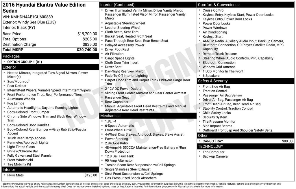 2016 Hyundai Elantra 1.8 Value Edition A/T's photo