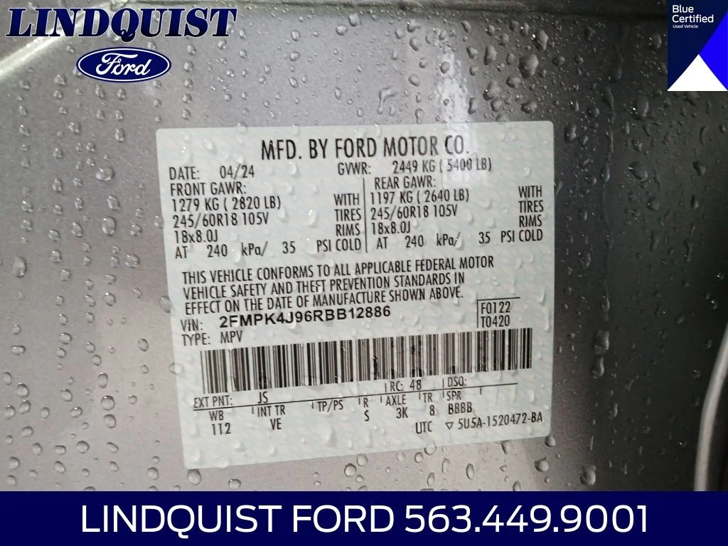 Certified Used 2024 Silver Metallic Ford SEL image 21
