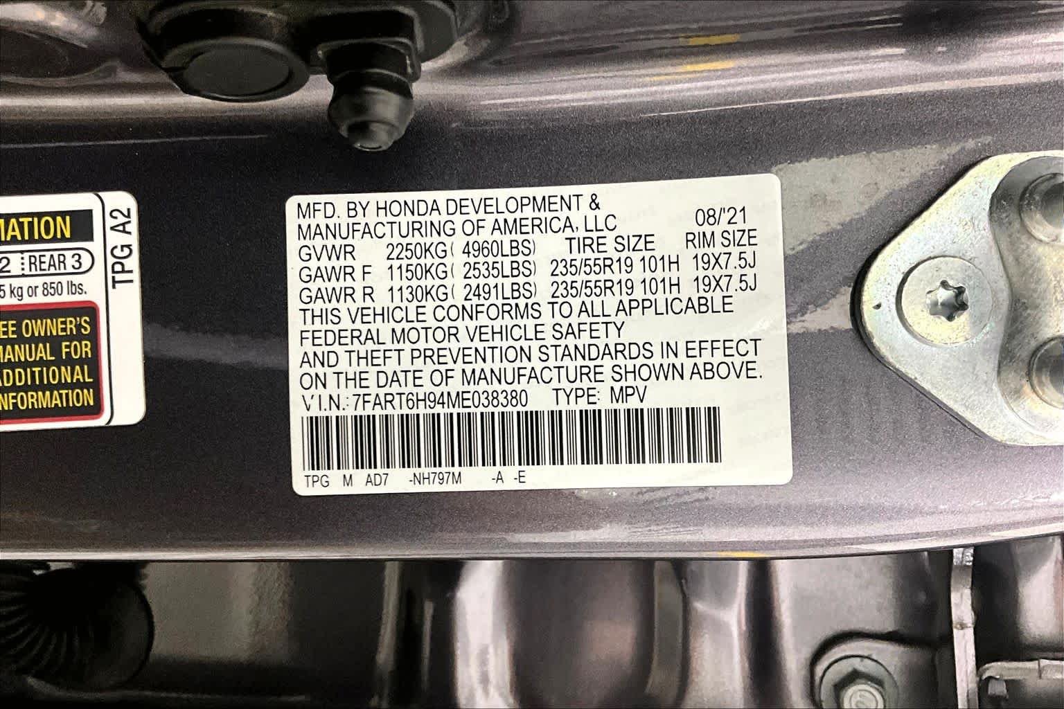 Used 2021 Modern Steel Metallic Honda Touring image 32