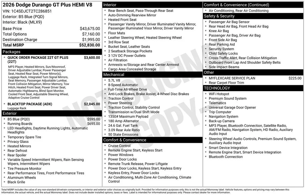 New 2026 B5 Blue Exterior Paint Dodge GT Plus HEMI V8 image 7