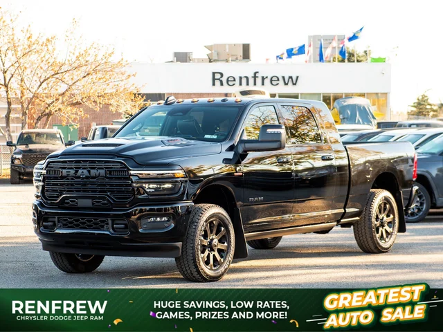 2027 RAM 3500 Laramie Night* Mega Cab 4x4, Sunroof, Heated Leather, 5th Wheel Prep