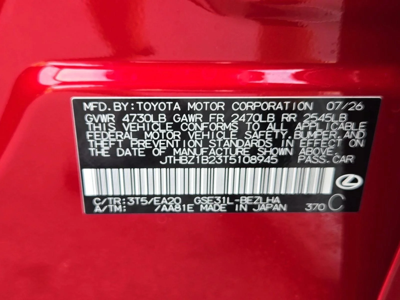 New 2026 Infrared Lexus  350 F SPORT DESIGN image 17